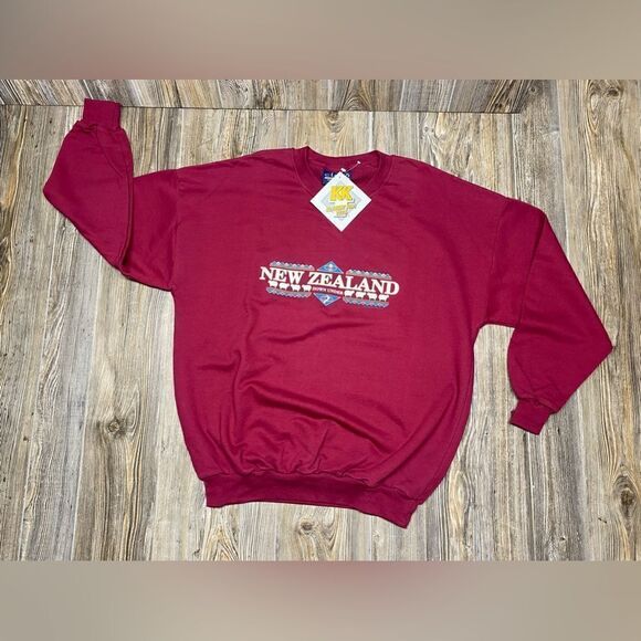 NWT Vintage New Zealand Down Under Sheep Sweatshirt Adult Large Red Retro 90s - Picture 1 of 9